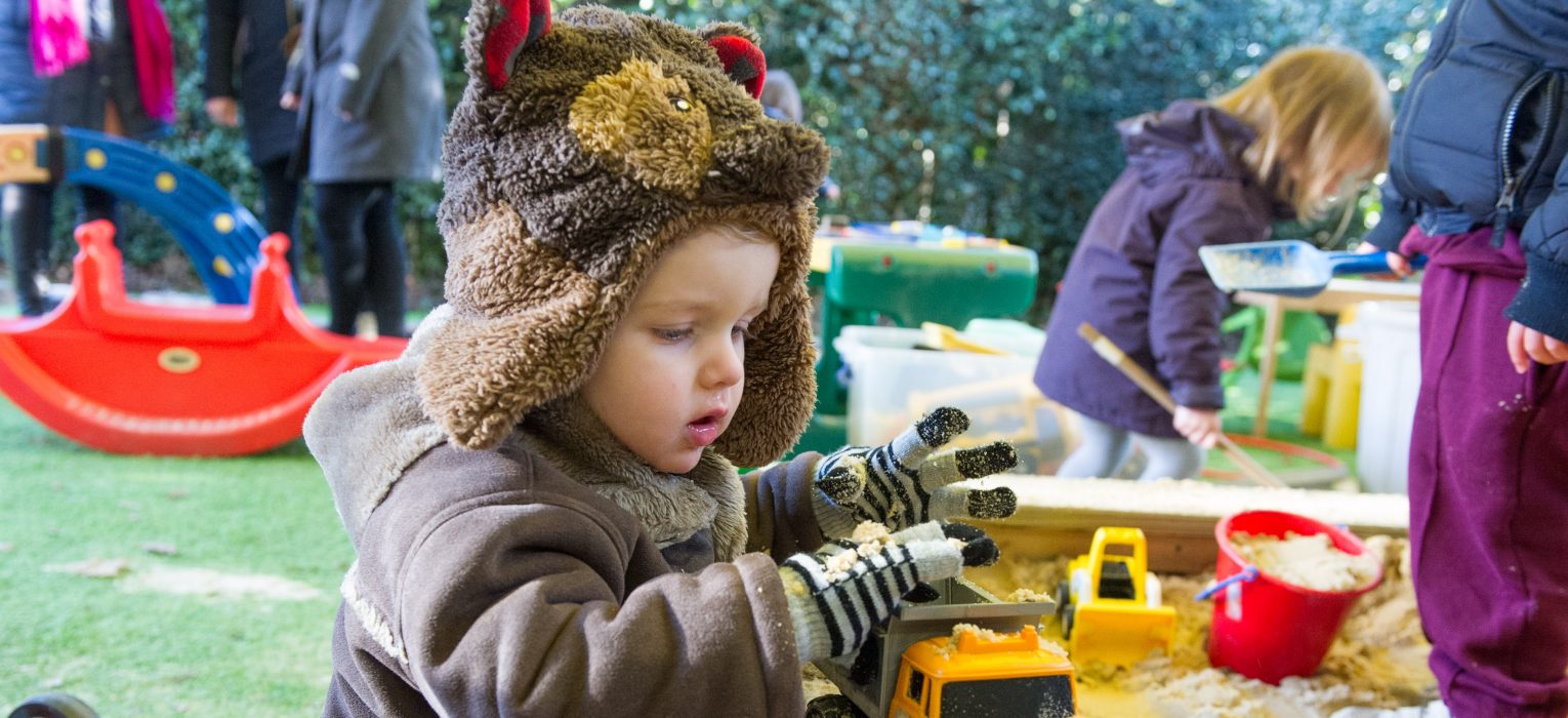 child playing with toys