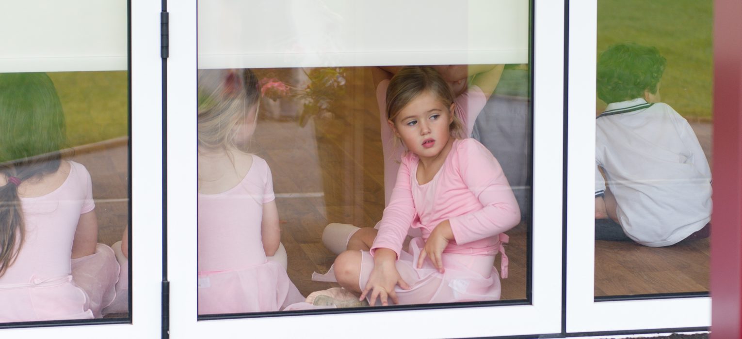 students in the window