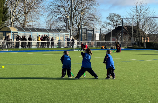 students playing hockey